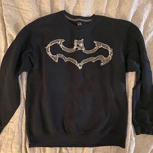 Black Custom/One of a Kind Batman Sweater (Grey Denim Embroidered)